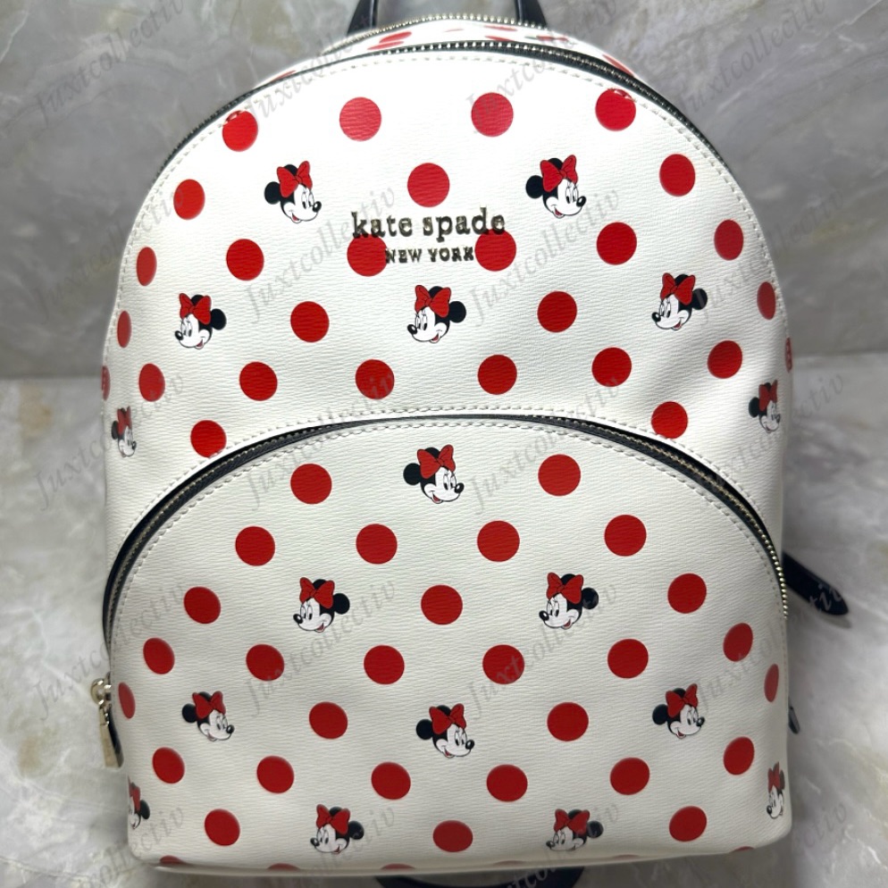 Nwt Disney Parks Kate Spade Minnie Mouse Polka Dot White Backpack